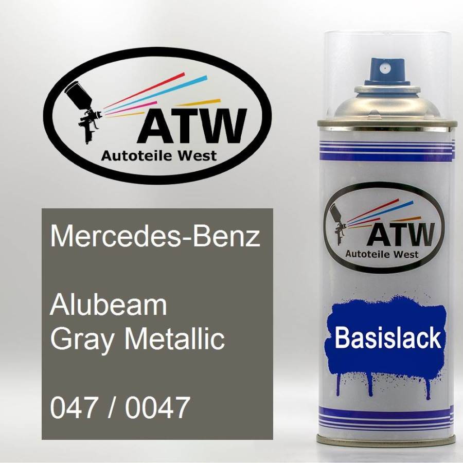 Mercedes-Benz, Alubeam Gray Metallic, 047 / 0047: 400ml Sprühdose, von ATW Autoteile West.